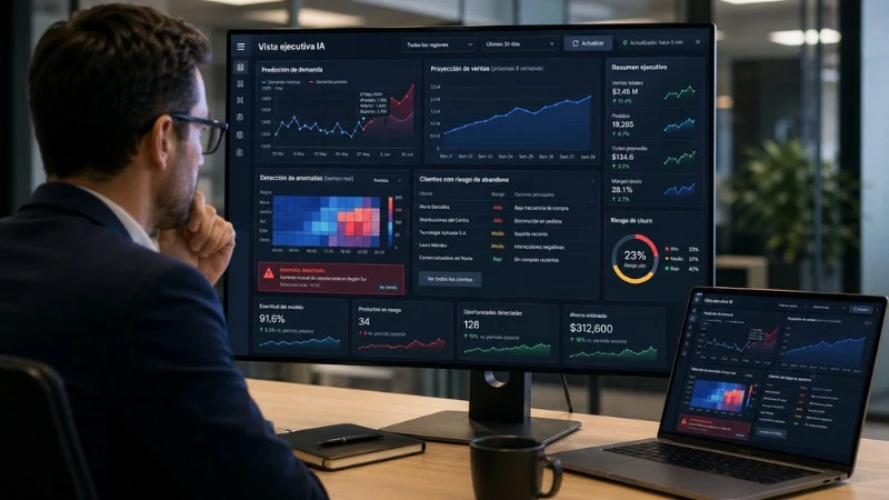 Dashboard de predicciones con IA — forecast de demanda y alertas