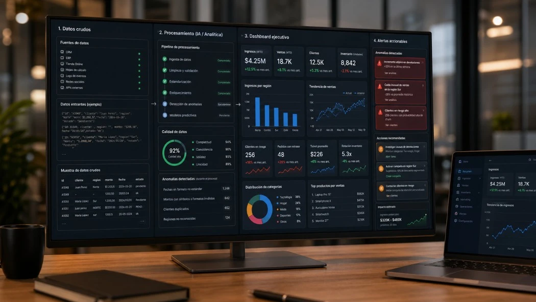 Dashboard de predicción de datos — forecast de demanda y score de churn